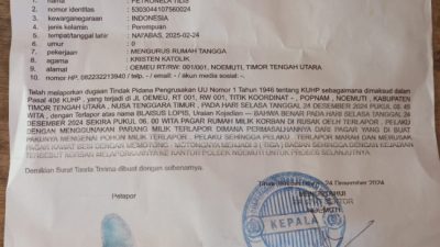 Blasius Lopis, Pensiunan Guru dari Desa Popnam, Dipolisikan atas Dugaan Pengrusakan